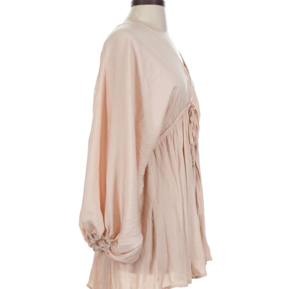 NWT Free People Arzel mini dress in pink cream sz large - Picture 11 of 12